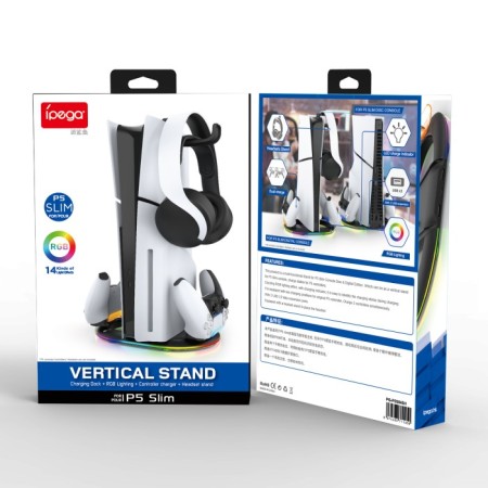 PS5 SLİM  KASA DİKEY IŞIKLI STAND RGB İPEGA-PG-P5S045H