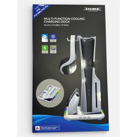 PS5 FAT/SLİM/PRO UYUMLU SOĞUTUCULU RGB ŞARJ STANDI DOBE TP5-3557D BEYAZ