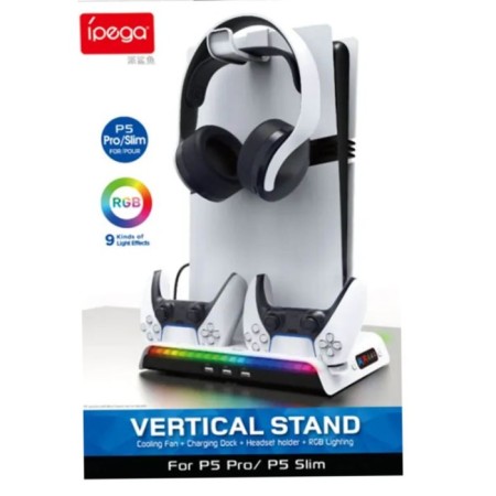 PS5 Slim Ve Pro Uyumlu Soğutuculu Şarj Özellikli RGB Stand İPEGA PG-P5S006