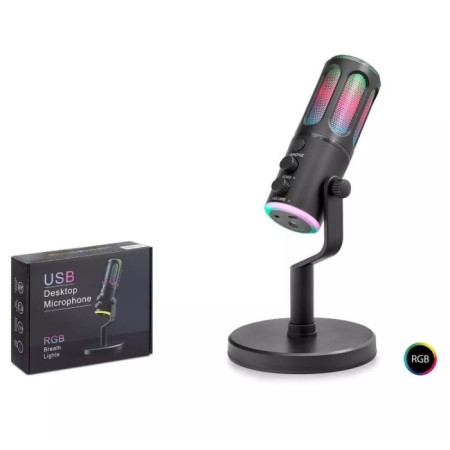 Hadron Su8 RGB Işıklı Gaming Mikrofon, DSP Gürültü Engelleme, Reverb & Echo Destekli Siyah