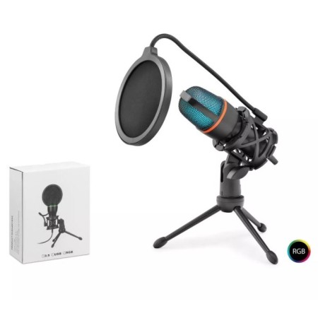 Hadron Me4Rgb Profesyonel RGB Gaming Mikrofon - 192kHz/24Bit USB ve Type-C Bağlantılı Siyah